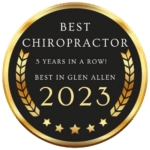 Best Chiropractor award badge for HFC Wellness, recognizing excellence in chiropractic care in Glen Allen for 2023.
