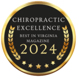 Chiropractic Excellence award badge from Best in Virginia Magazine 2024, symbolizing HFC Wellness's commitment to quality chiropractic care and holistic health.