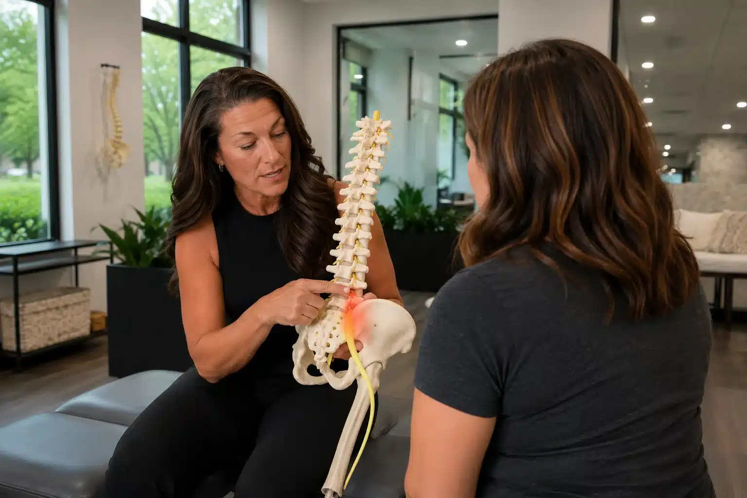 Diagram of sciatic nerve pain from the lower back down the leg